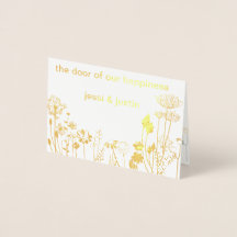 golden flower wedding invitation