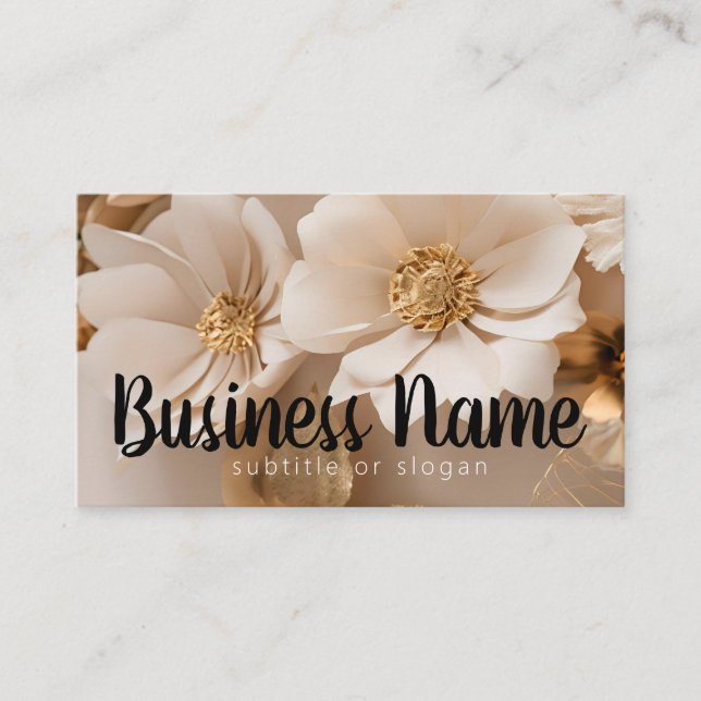 Golden Flowers Aesthetic Business Card  (Front)
