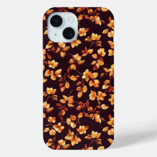 Golden Flowers Autumn Pattern iPhone 15 Case