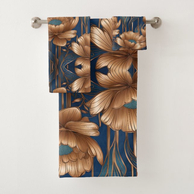 Golden Flowers Bath Towel Set (Insitu)
