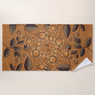 Golden Flowers Beach Towel