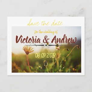 Golden Flowers Field Farm Save the Date Postcard