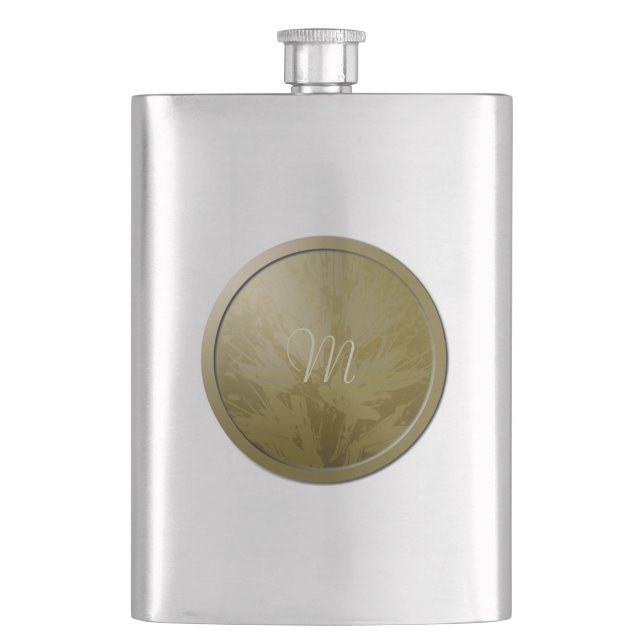Golden Flowers Monogram Flask (Front)