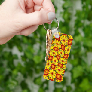 Golden Flowers Pattern Keychain