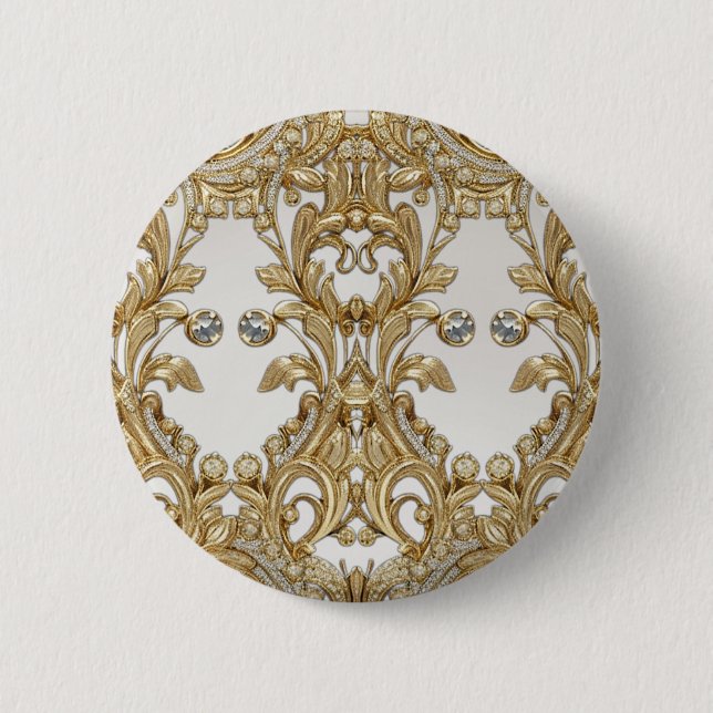 Golden Flowers Red Gemstone Button (Front)