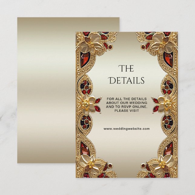 Golden Flowers Red Gemstone Splendour Detail Enclosure Card (Front/Back)