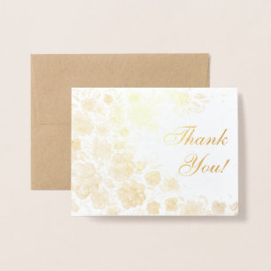 Golden Flowers Thank You Foil Card
