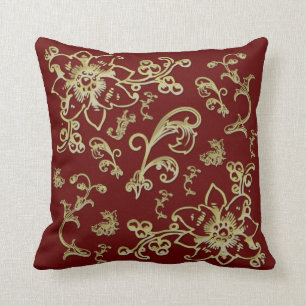 Golden Flowers Throw Pillow