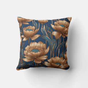 Golden Flowers Throw Pillow