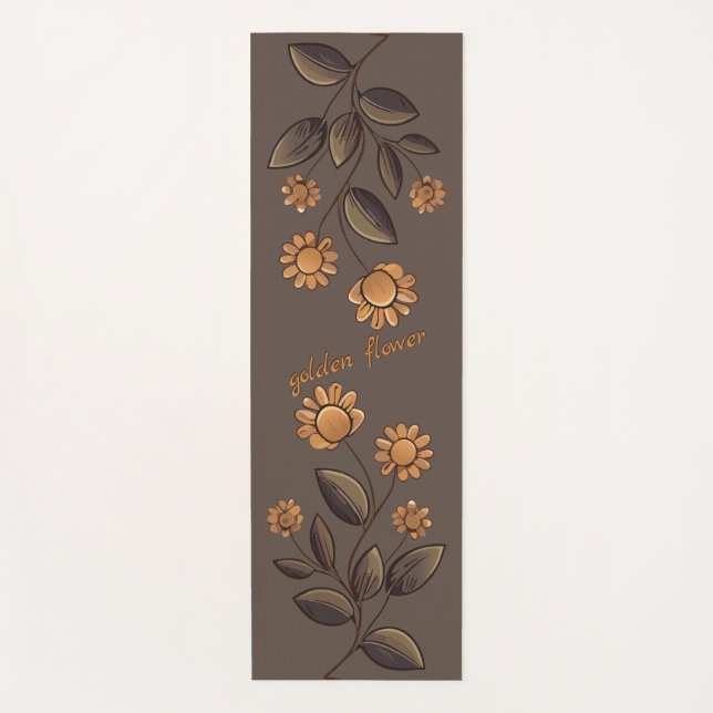 Golden Flowers Yoga Mat (Front)
