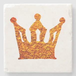 Golden Foil Crown Marble Coater Stone Coaster