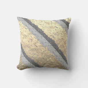 Golden Foil Grey Sparkling Glittering Elegant Cool Outdoor Pillow