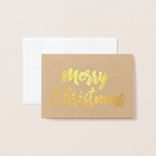 Golden Foil Merry Christmas Script Typography Foil Card