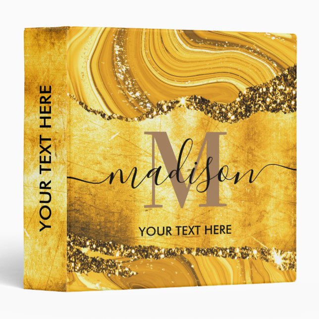 Golden Foil Metal Marble and Glitter Binder (Front/Spine)