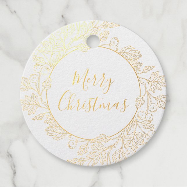 Golden Foil Winter Berries Favour Tags (Front)