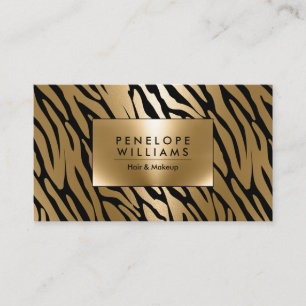Golden Foil Zebra Print Business Card