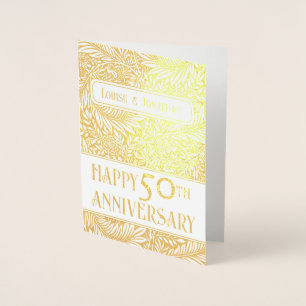 Golden Foliage 50th Wedding Anniversary Real Foil Card