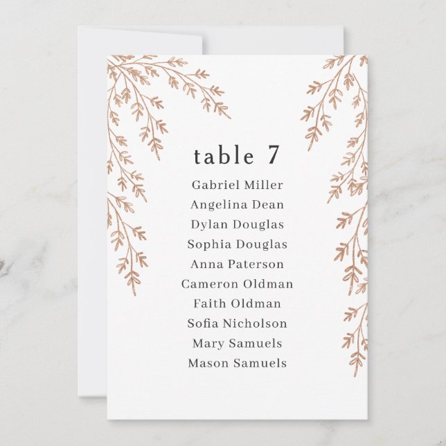 Golden foliage Table Number with Seating (Front)