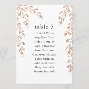 Golden foliage Table Number with Seating
