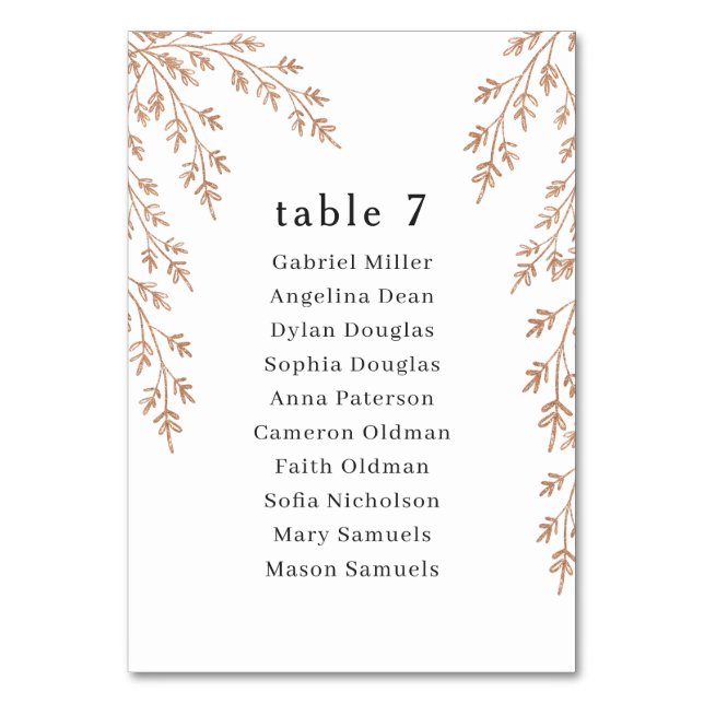 Golden foliage. wedding Single seating plan Table Number (Front)
