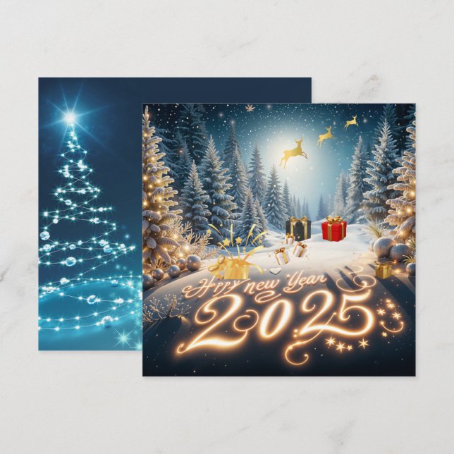 Golden Forest New Year 2025 Greeting Card (Front/Back)