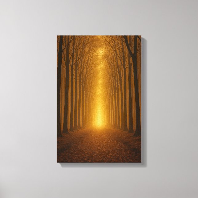 Golden Forest Path at Dusk Canvas Print (Front)