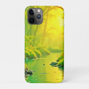 Golden Forest Stream Peaceful Art iPhone 11 Pro Case