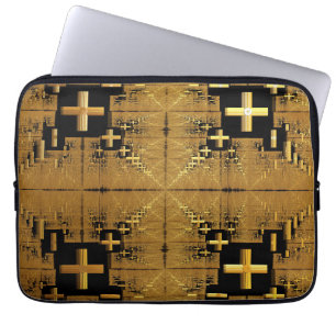 Golden Fractal Crosses  Laptop Sleeve