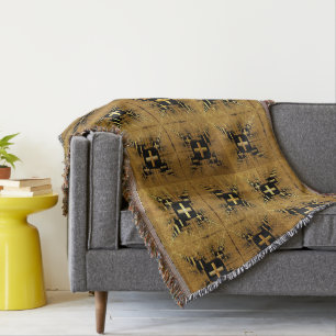 Golden Fractal Crosses Throw Blanket