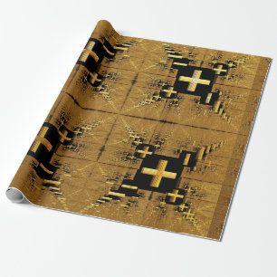Golden Fractal Crosses Wrapping Paper