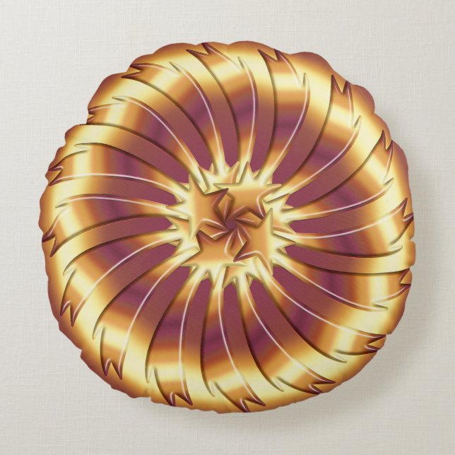 golden fractal element round pillow (Front)