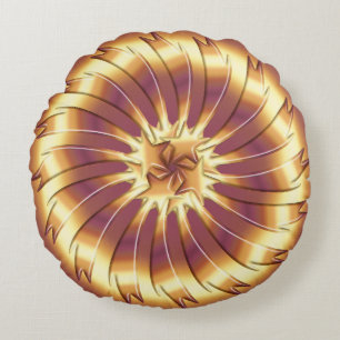 golden fractal element round pillow