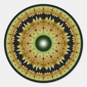 Golden fractal ornament classic round sticker