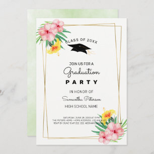 Golden Frame And Flowers Invitation