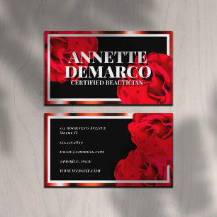 Golden frame and roses floral  business card