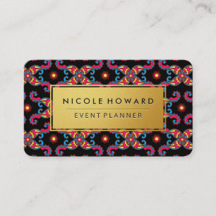 Golden Frame Artistic Paisley Pattern Business Card