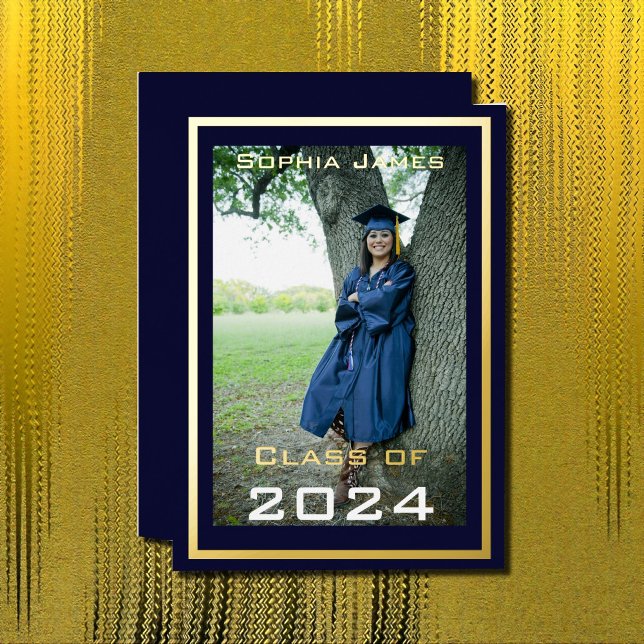 Golden   frame - class of 2024  foil invitation (Creator Uploaded)