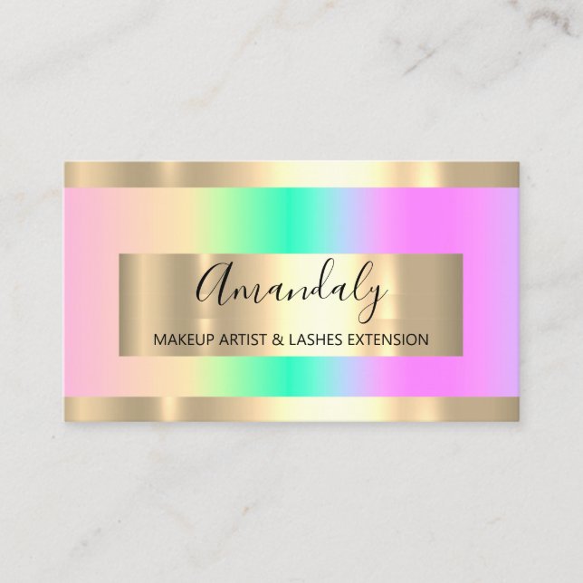  Golden Frame Event Planner Ombre Pastel Business Card (Front)