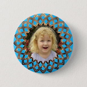 Golden frame for your photo 2 inch round button