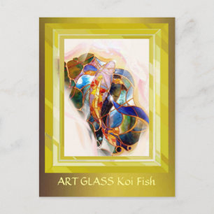 Golden Frame Koi Fish Elegant Art Card