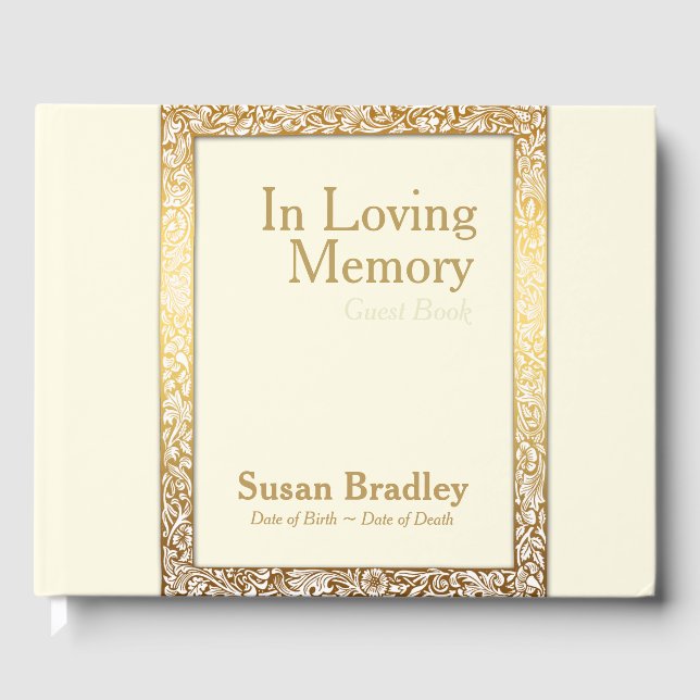 Golden Frame Memorial Service Guest Book Choose C (Front)
