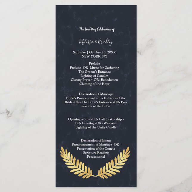 Golden Frame Navy back  ceremony Program (Front)