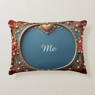 Golden Frame Pearl Accent Classic Decor ✨ Pillow