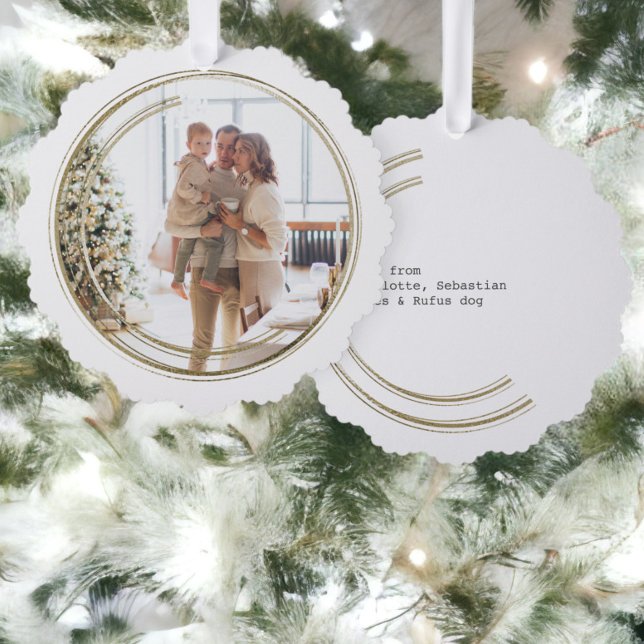 Golden Frame Photo Christmas Personalized Ornament Card (Golden Frame Photo Christmas Personalized Ornament Cards from Ricaso. A wonderful keepsake card)
