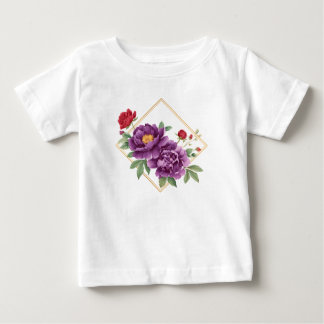 Golden Frame – Purple and Red Floral Kids T-Shirt