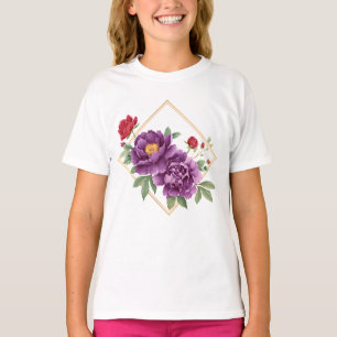 Golden Frame – Purple and Red Floral Kids T-Shirt 