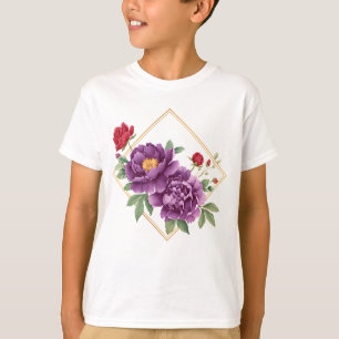 Golden Frame – Purple and Red Floral Kids T-Shirt