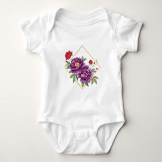 Golden Frame – Purple and Red Floral Kids T-Shirt Baby Bodysuit