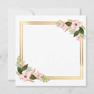 Golden Frame with Flowers on Diagonals Holiday Card
