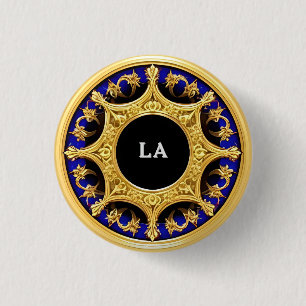 Golden Frame with Ornate Details 1 Inch Round Button